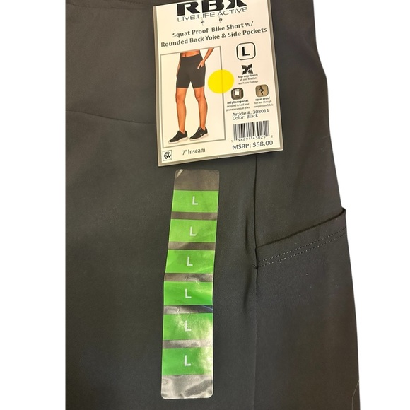 RBX Active Women's Ultra Hold 9" Bike Shorts With Pockets - Black, Size Large - Picture 5 of 5